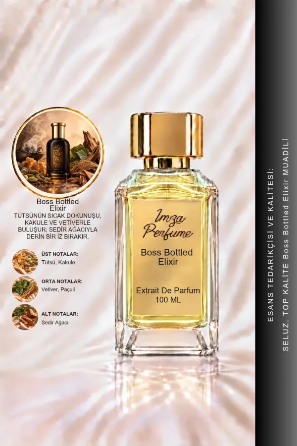 Boss Bottled Elixir Muadili | Tütsü - Kakule - Vetiver - Sedir Ağacı | Sıcak ve Odunsu Erkek Intense Extrait De Parfum