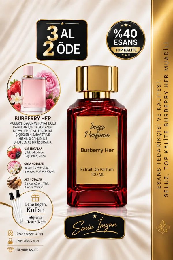 Burberry Her Muadili | Vişne - Frenk Üzümü - Misk - Menekşe | Neşeli ve Maceracı Kadın Extrait Parfüm