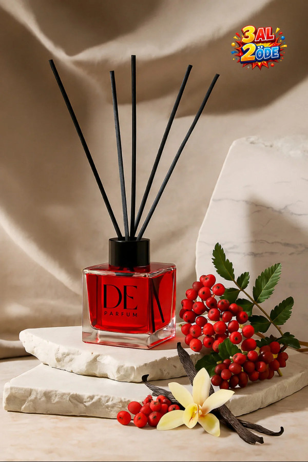 De Parfum Ateş Meleği Meyveler, Vanilya, Paçuli Dekoratif 120 ml Bambu Çubuklu Oda Kokusu