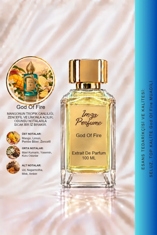 God of Fire Muadili | Mango - Zencefil - Limon | Egzotik ve Güçlü Intense Extrait De Parfum