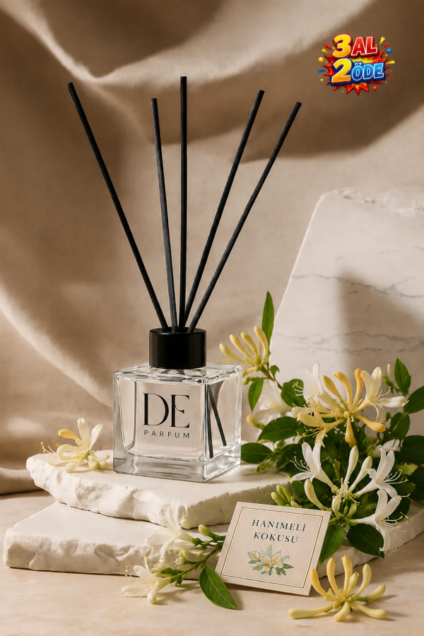 Hanımeli Çiçeği Kokulu Dekoratif 120 Ml Bambu Çubuklu Oda Kokusu