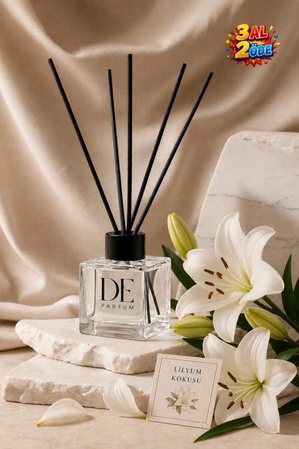 Lilyum Lotus Çiçeği  Kokulu Dekoratif 120 Ml Bambu Çubuklu Oda Kokusu