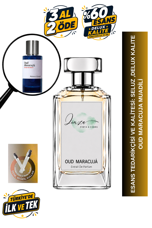 - Delux - Oud Maracuja | Oud - Çarkıfelek Meyvesi - Safran | Egzotik ve Baştan Çıkarıcı Intense Erkek Extrait De Parfum