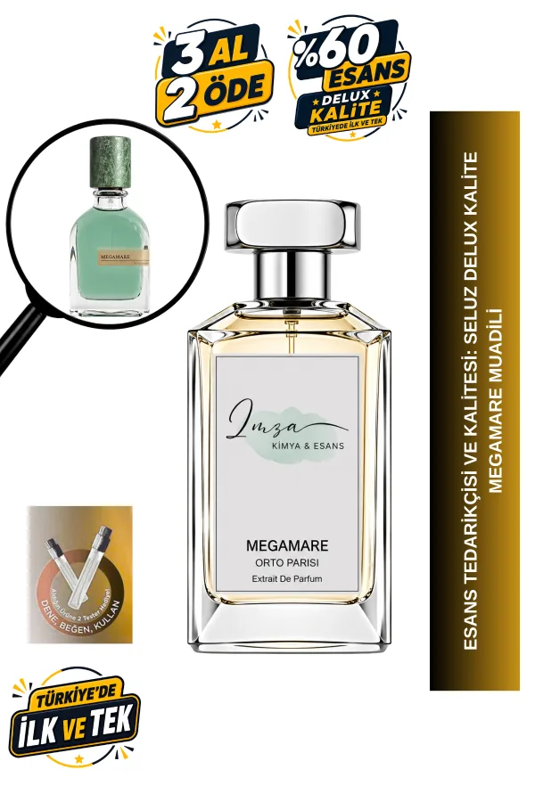 - Delux - Megamare | Ambroksan - Deniz Yosunu - Limon - Misk | Ferah ve Temiz Intense Exrait Erkek Parfüm