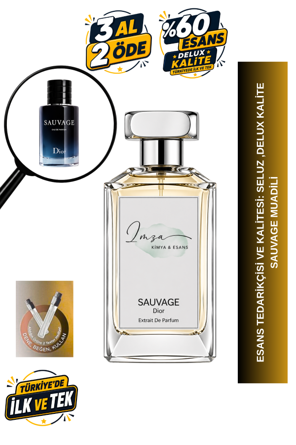 - Delux - Sauvage | Ambroxan- Misk - Vetiver - Sedir Ağacı | Odunsu ve Oryantal Intense Extrait Erkek Parfüm