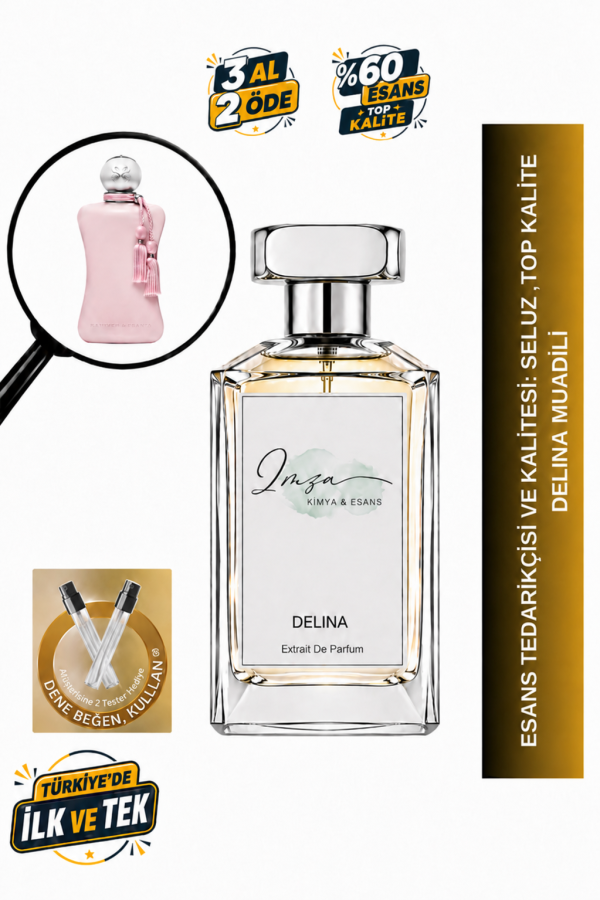 - Delux - Delina Muadili | Gül - Liçi - Vanilya - Bergamot | Zarif ve Büyüleyici Intense Kadın Extrait De Parfüm