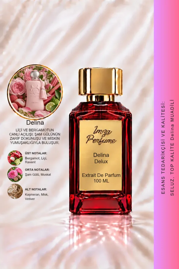 - Delux - Delina Muadili | Gül - Liçi - Vanilya - Bergamot | Zarif ve Büyüleyici Intense Kadın Extrait De Parfüm