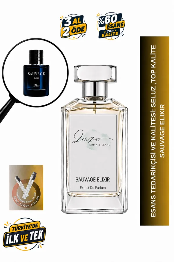 - Delux - Sauvage Elixir| Meyan Kökü -Amber - Sandal - Tarçın | Güçlü ve Olağanüstü Intense Erkek Extrait De Parfüm