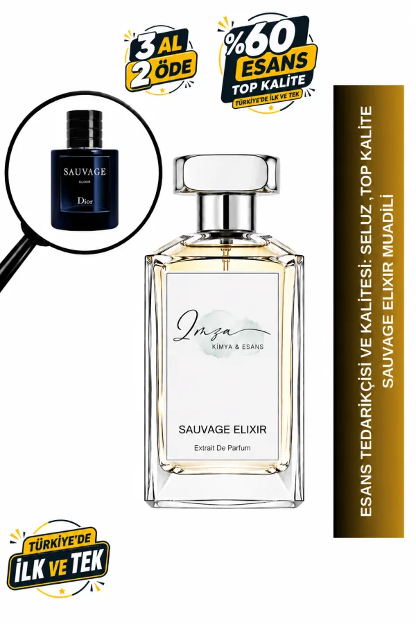 - Delux - Sauvage Elixir| Meyan Kökü -Amber - Sandal - Tarçın | Güçlü ve Olağanüstü Intense Erkek Extrait De Parfüm