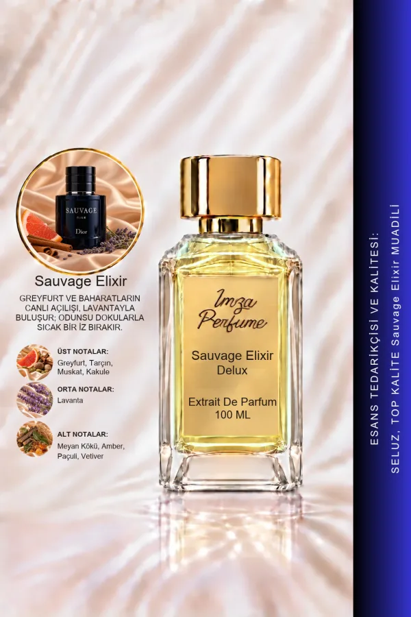 - Delux - Sauvage Elixir Muadili | Meyan Kökü -Amber - Sandal - Tarçın | Güçlü ve Olağanüstü Intense Erkek Extrait De Parfüm