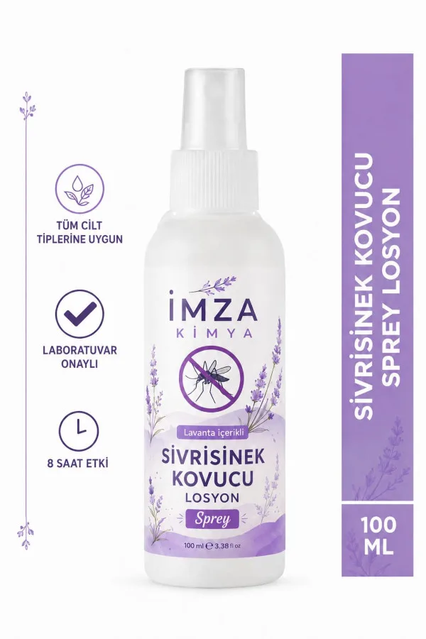 İmza Kimya Lavanta Yağı İçerikli Sivrisinek Kovucu Tüm Vücut İçin Sprey Seyahat Tatil Boy 100 Ml
