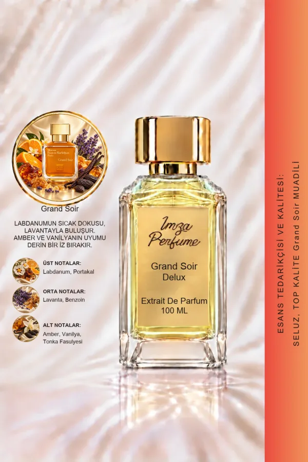 - Delux - Grand Soir Muadili | Amber – Benzoin – Vanilya – Tonka Fasulyesi | Sıcak ve Sofistike Intense Unisex Delux Parfüm