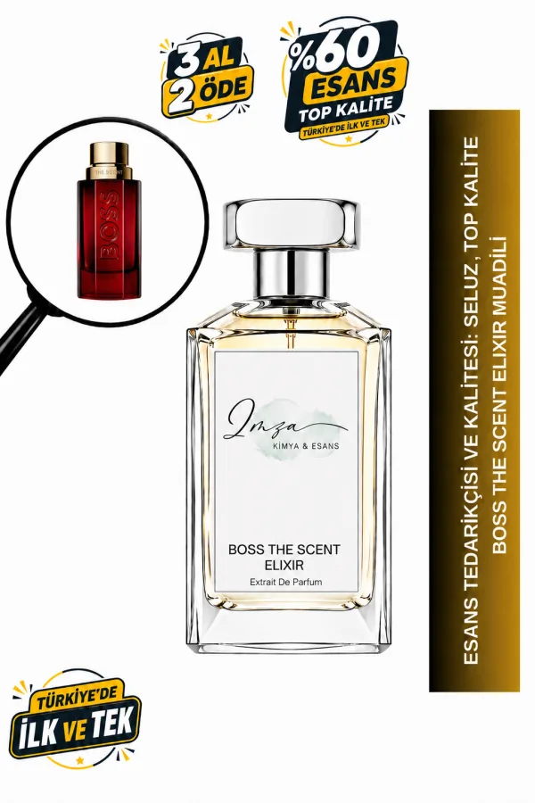 - Delux - Boss The Scent Elixir Muadili | Pimento – Lavanta – Sandal Ağacı – Amber | Baharatlı ve Maskülen Intense Erkek Delux Parfüm