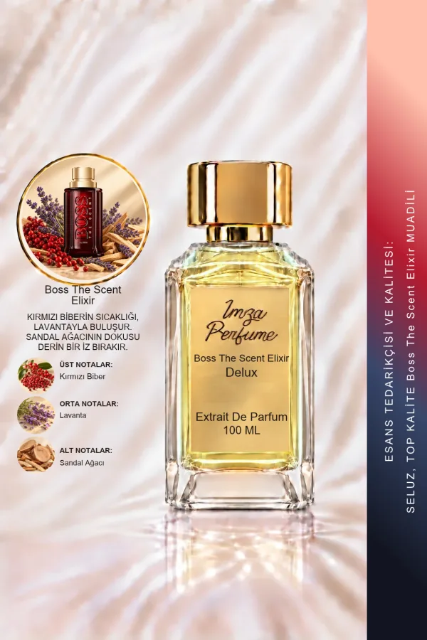 - Delux - Boss The Scent Elixir Muadili | Pimento – Lavanta – Sandal Ağacı – Amber | Baharatlı ve Maskülen Intense Erkek Delux Parfüm