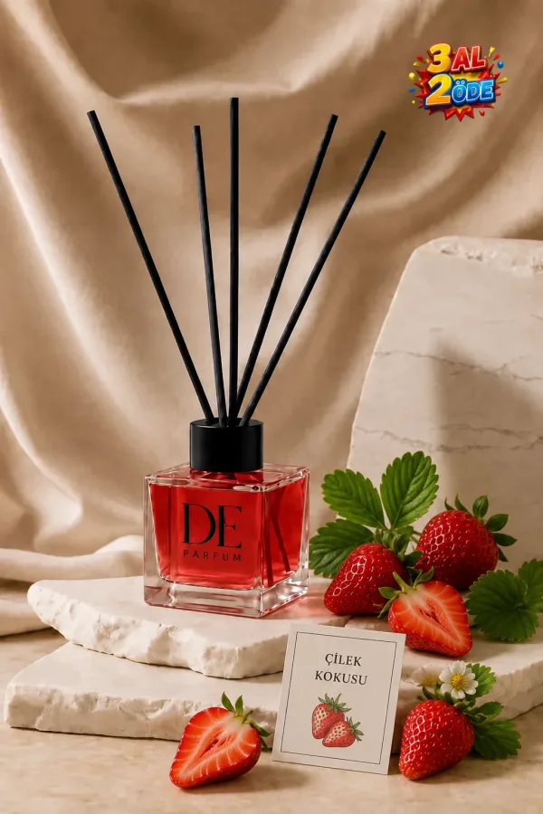 Çilek Kokulu Dekoratif 120 ml Bambu Çubuklu Oda Kokusu