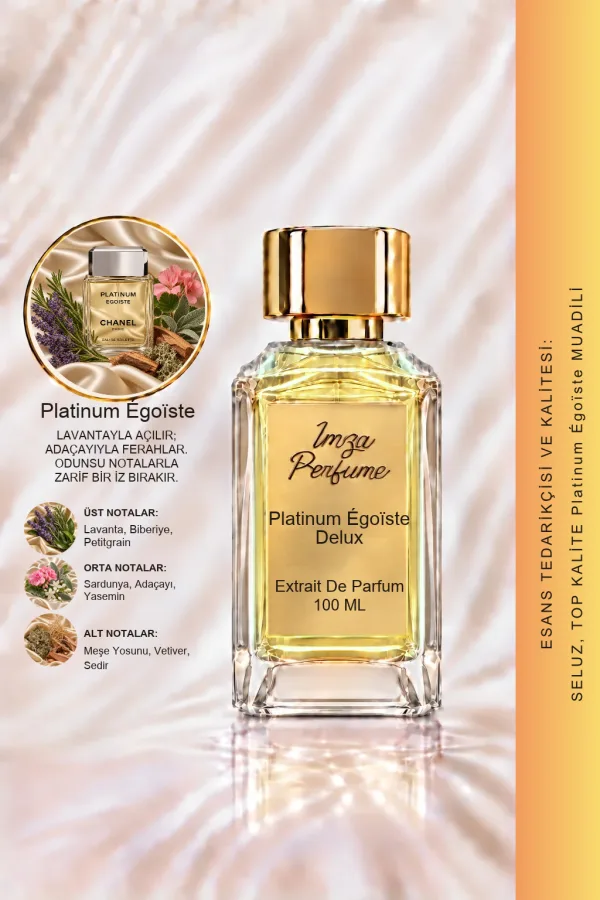 - Delux - Platinum Egoiste Muadili | Lavanta – Biberiye – Sardunya – Vetiver | Ferah ve Maskülen Intense Erkek Delux Parfüm