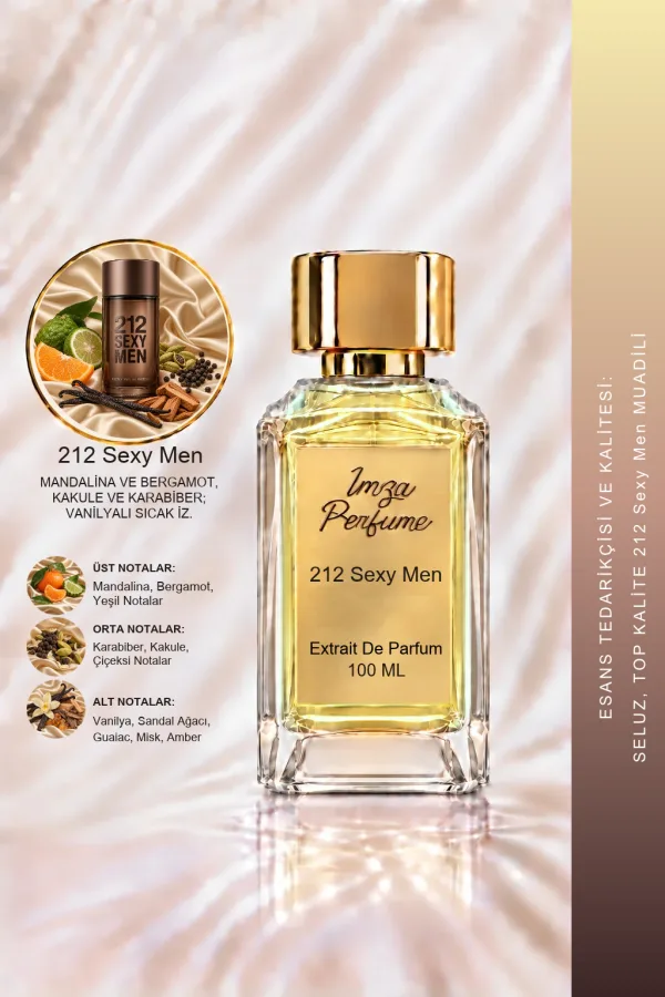 212 Sexy Men Muadili | Mandalina – Kakule – Vanilya – Sandal Ağacı | Sıcak ve Çekici Intense Erkek Extrait De Parfüm