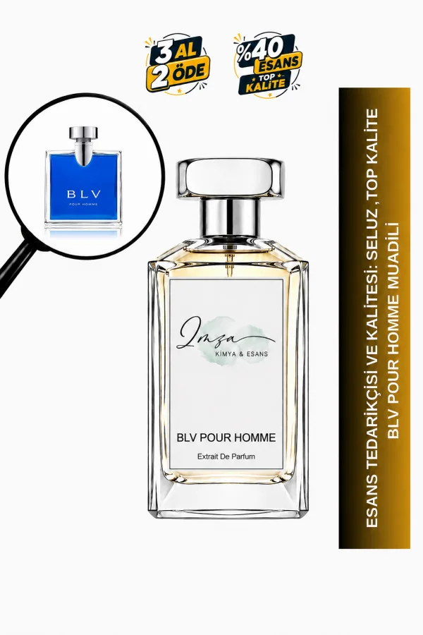 BLV Pour Homme Muadili | Zencefil – Kakule – Tütün Çiçeği – Sandal Ağacı | Baharatlı ve Maskülen Intense Erkek Extrait De Parfüm