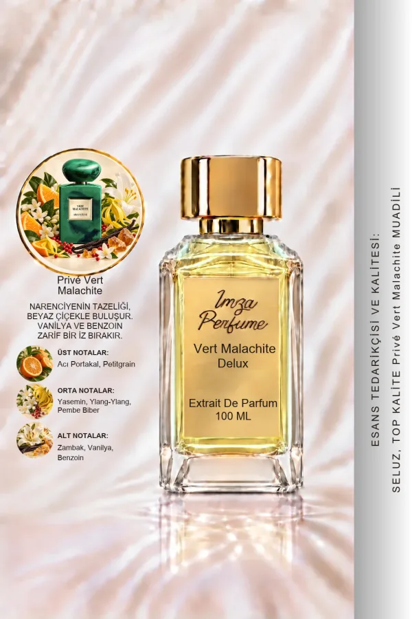 - Delux - Prive Vert Malachite Muadili | Zambak – Yasemin Sambac – Acı Portakal – Vanilya | Temiz ve Zarif Intense Kadın Delux Parfüm
