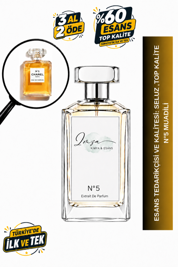 - Delux - No 5 Muadili | Aldehitler – Neroli – Yasemin – Sandal Ağacı | Klasik ve Zarif Intense Kadın Delux Parfüm