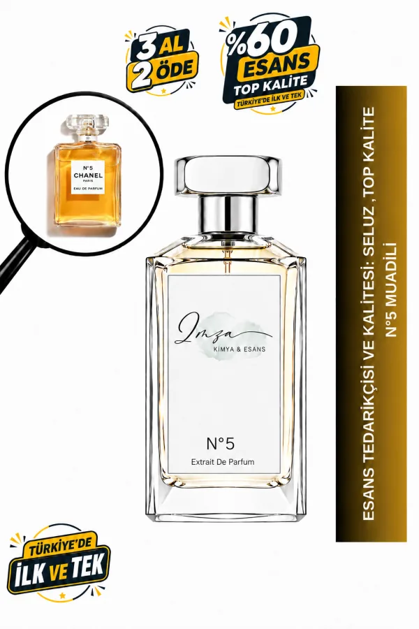 - Delux - No 5 Muadili | Aldehitler – Neroli – Yasemin – Sandal Ağacı | Klasik ve Zarif Intense Kadın Delux Parfüm