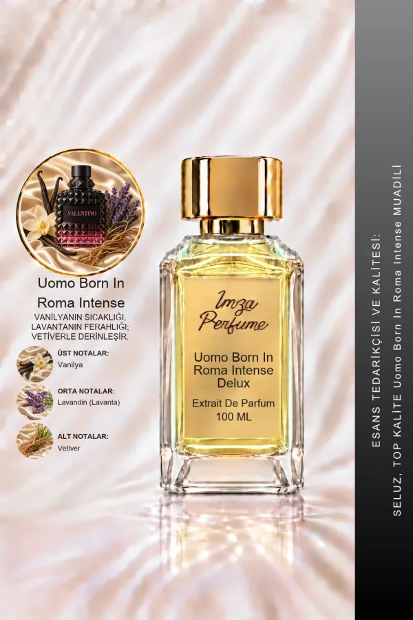 - Delux - Uomo Born In Roma Intense Muadili | Vanilya – Lavanta – Vetiver – Amber | Yoğun ve Karizmatik Intense Erkek Delux Parfüm