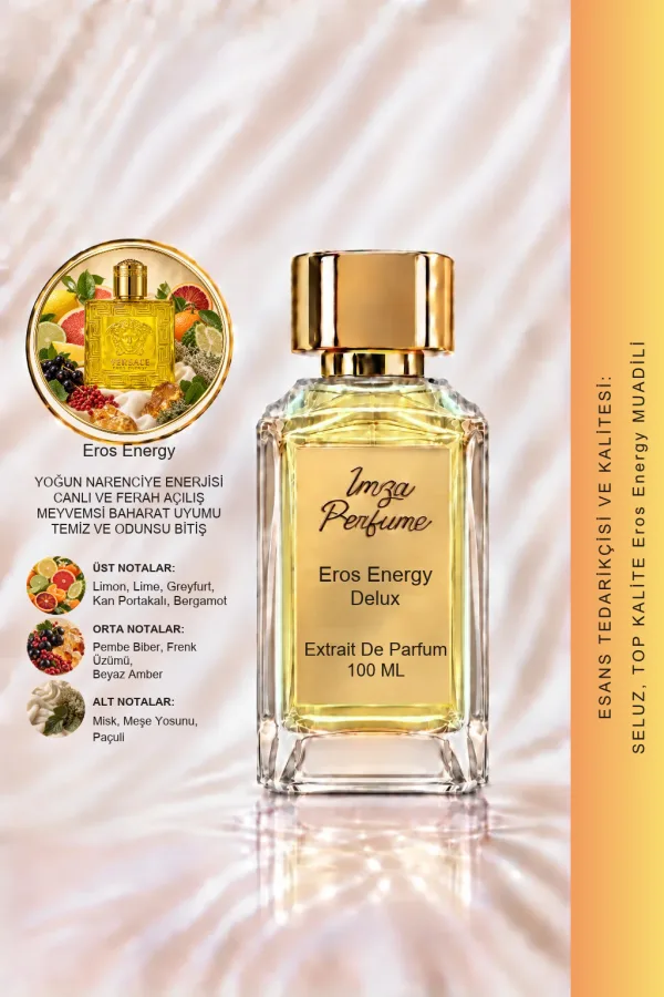 - Delux - Eros Energy Muadili | Limon – Bergamot – Kan Portakalı – Misk | Enerjik ve Ferah Intense Erkek Delux Parfüm
