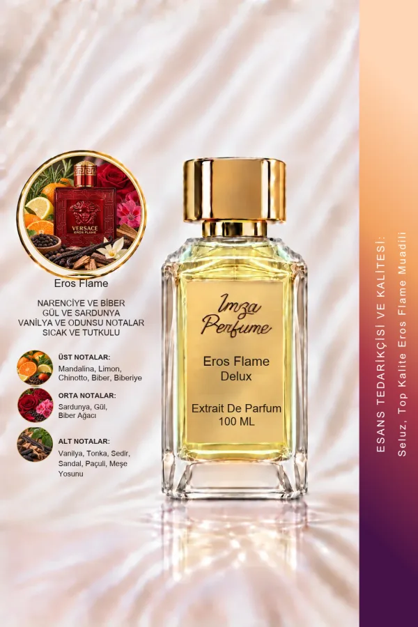 - Delux - Eros Flame Muadili | Mandalina – Biber – Tonka Fasulyesi – Vanilya | Sıcak ve Tutkulu Intense Erkek Delux Parfüm