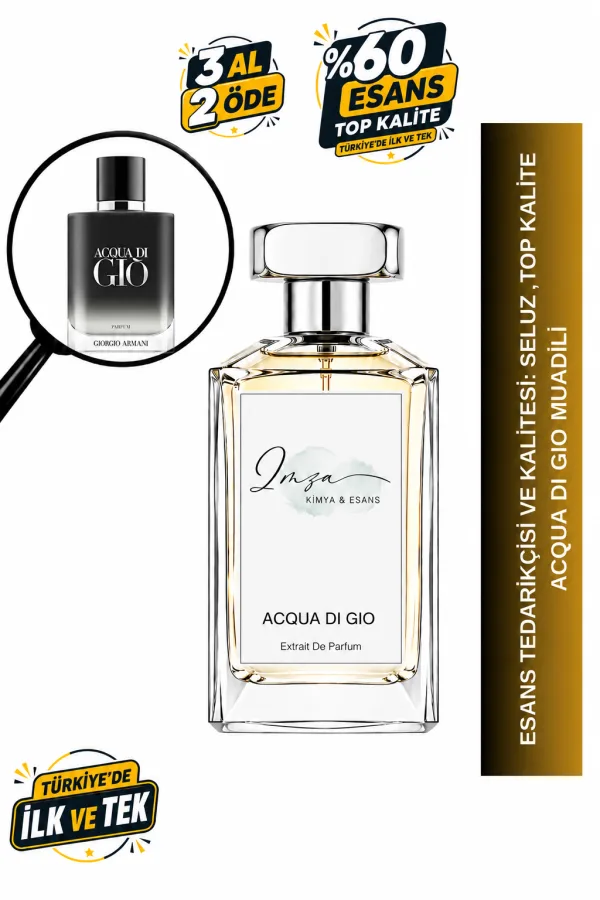 - Delux - Acqua Di Gio | Bergamot - Deniz Notaları - Yasemin | Ferah ve Zamansız Intense Erkek Delux Parfüm