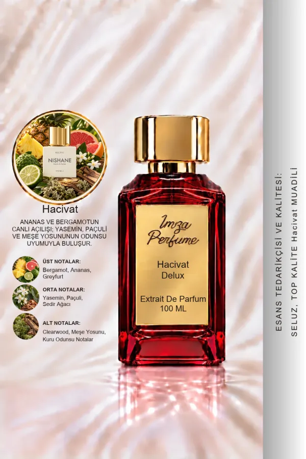 - Delux - Hacıvat Muadili | Bergamot - Ananas - Yasemin - Misk | Ferah ve Dumansı Intense Unisex Delux Parfüm