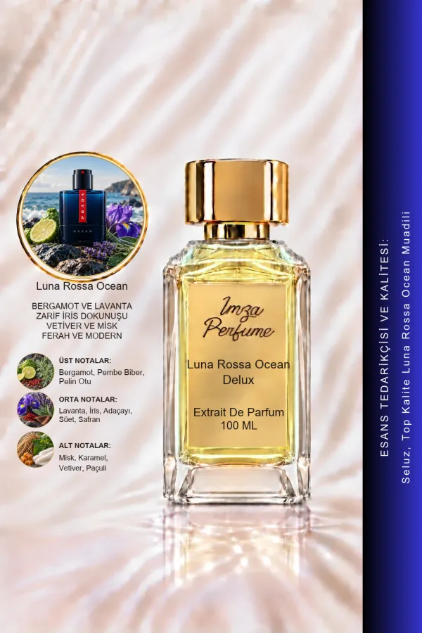 - Delux - Luna Rossa Ocean Muadili | Bergamot - İris - Vetiver | Ferah ve Modern Intense Erkek Delux Parfüm