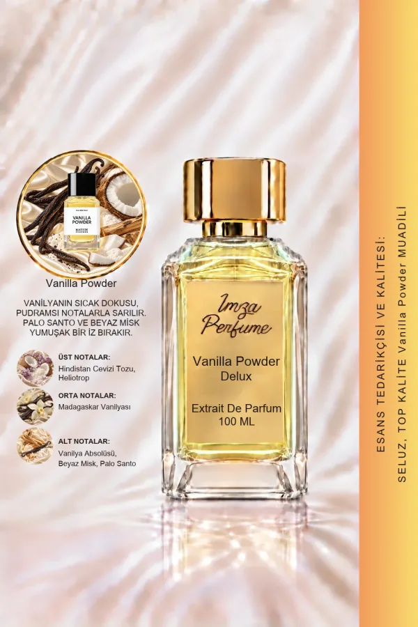 - Delux - Vanilla Powder Muadili | Vanilya - Hindistan Cevizi - Palo Santo - Misk | Pudramsı ve Yumuşak Intense Unisex Delux Parfüm