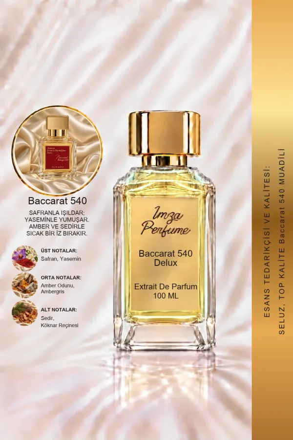 - Delux - Baccarat 540 Muadili | Safran - Acıbadem - Sedir - Amber | Zengin ve Sofistike Intense Unisex Delux Parfüm