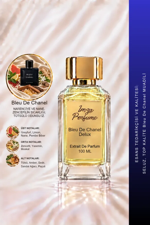 - Delux - Bleu De Chanel Muadili | Greyfurt - Tütsü - Sedir Ağacı | Ferah ve Karizmatik Intense Erkek Delux Parfüm