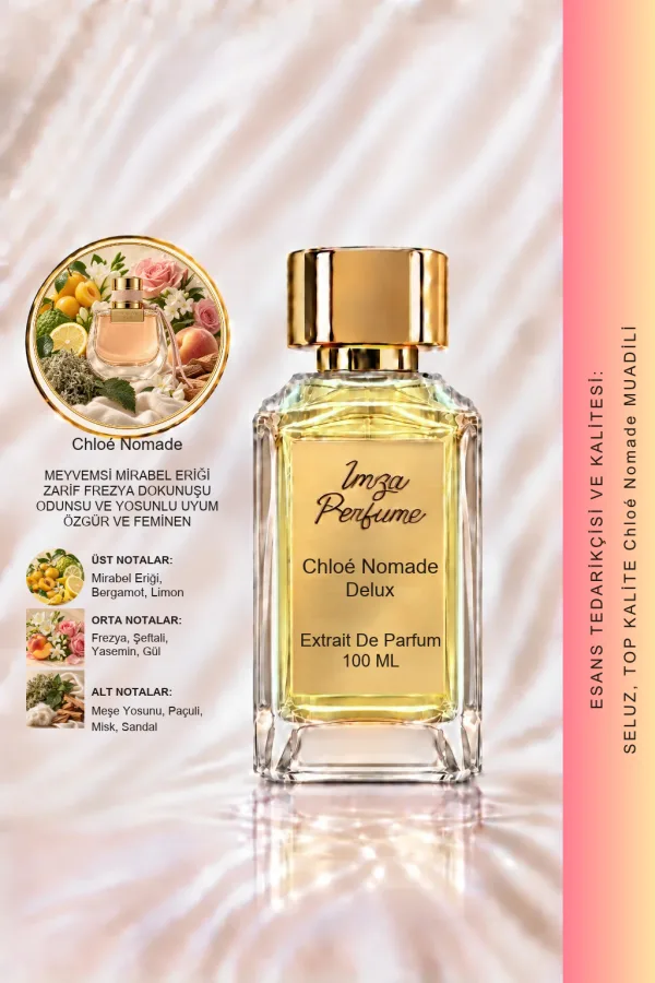 - Delux - Chloe Nomade Muadili | Gül - Şeftali - Sandal - Amber | Keskin ve Aromatik Intense Kadın Delux Parfüm