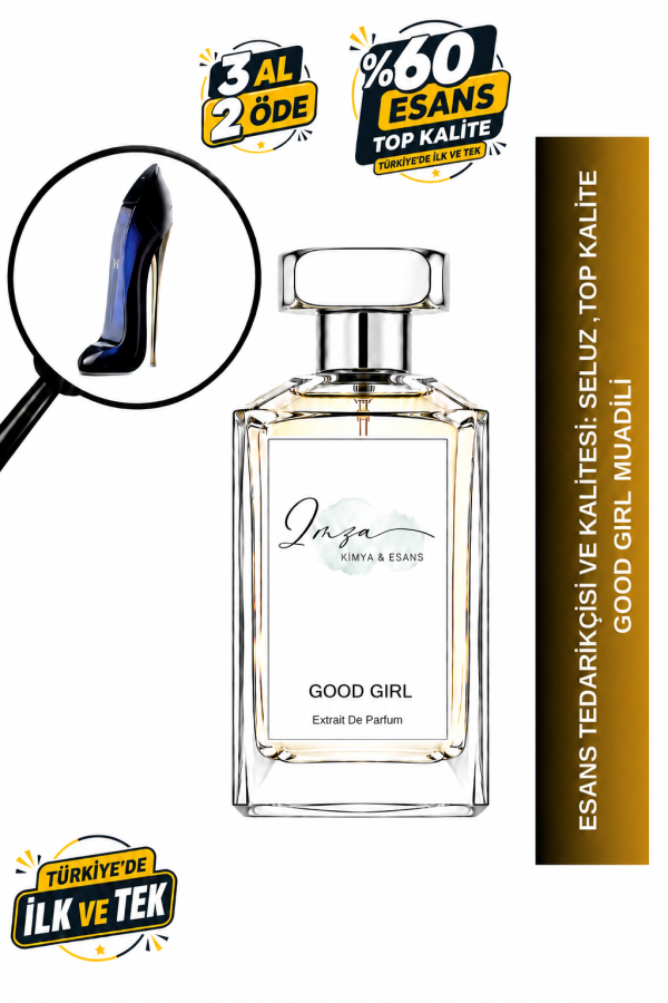 - Delux - Good Girl Muadili | Vanilya - Şakayık - Acı Badem - Bergamot | Yoğun ve Zarif Intense Kadın Delux Parfüm
