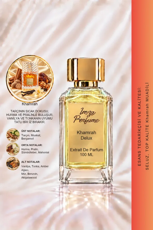 - Delux - Khamrah Muadili | Tarçın - Vanilya - Pralin | Sıcak ve Baştan Çıkarıcı Intense Unisex Delux Parfüm