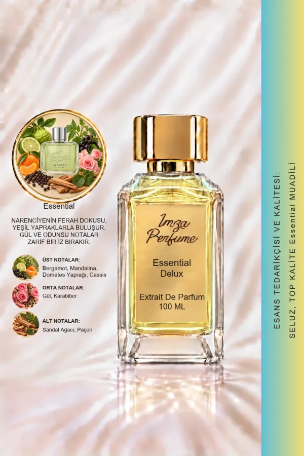 - Delux - Lacoste Essential Muadili | Bergamot - Mandalina - Domates Yaprağı - Paçuli | Ferah ve Sportif Intense Erkek Delux Parfüm