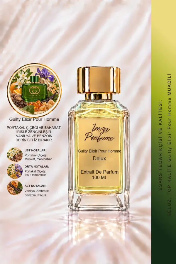 - Delux - Guilty Elixir Pour Homme Muadili | Portakal Çiçeği - Paçuli - Vanilya - Benzoin | Yoğun ve Çekici Intense Erkek Delux Parfüm