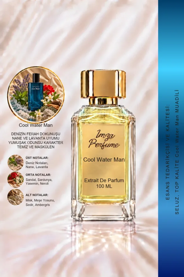 Cool Water Man Muadili | Deniz Notaları - Nane - Lavanta - Misk | Ferah ve Temiz Intense Erkek Extrait De Parfum