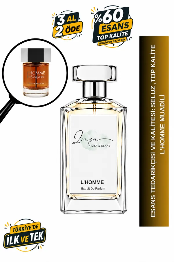 - Delux - L’Homme Muadili | Zencefil - Bergamot - Menekşe Yaprağı - Sedir Ağacı | Ferah ve Zarif Intense Erkek Delux Parfüm