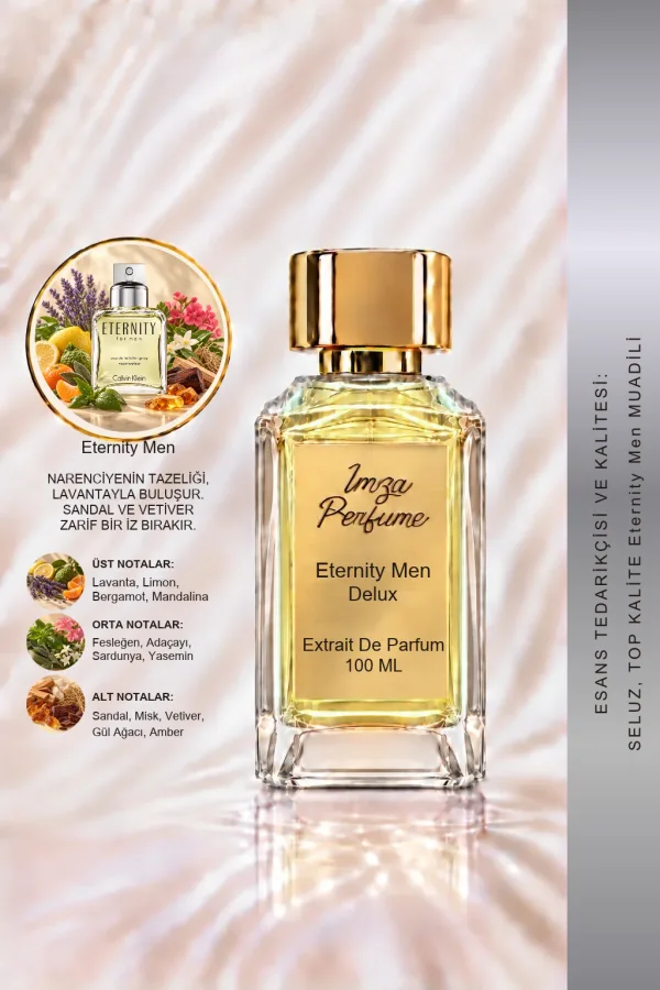 - Delux - Eternity Men Muadili | Lavanta - Yeşil Notalar - Sardunya - Sandal Ağacı | Ferah ve Klasik Intense Erkek Delux Parfüm