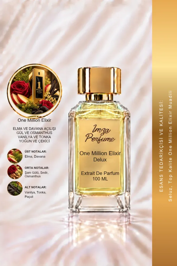 - Delux - One Million Elixir Muadili | Elma - Gül - Vanilya - Tonka Fasulyesi | Tatlı ve Baştan Çıkarıcı Intense Erkek Delux Parfüm