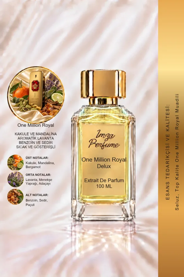 - Delux - One Million Royal Muadili | Kakule - Lavanta - Sedir Ağacı - Benzoin | Zarif ve Güçlü Intense Erkek Delux Parfüm