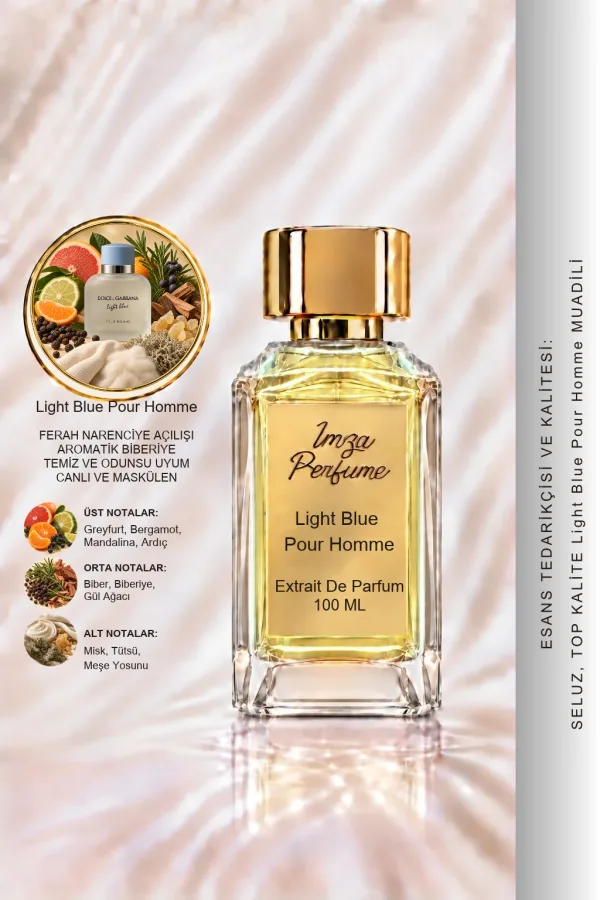 Light Blue Pour Homme Muadili | Greyfurt - Bergamot - Deniz Notaları - Misk | Ferah ve Akdeniz Esintili Intense Erkek Extrait De Parfum