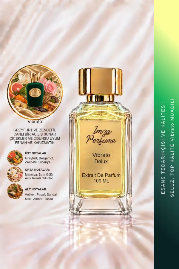 - Delux - Vibrato Muadili | Bergamot - Greyfurt - Zencefil - Misk | Ferah ve Enerjik Intense Unisex Extrait De Parfüm