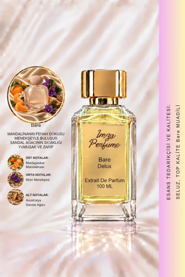 - Delux - Bare Muadili | Mandalina - Menekşe - Sandal Ağacı - Misk | Yumuşak ve Büyüleyici Intense Kadın Extrait De Parfüm