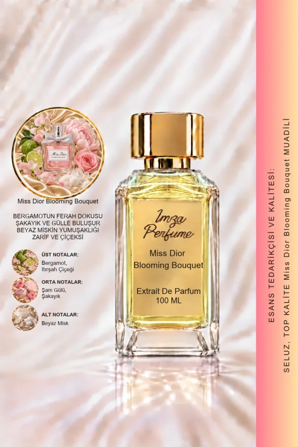 Miss Dior Blooming Bouquet Muadili | Bergamot – Şakayık – Şam Gülü – Beyaz Misk | Ferah Çiçeksi Kadın Extrait De Parfum