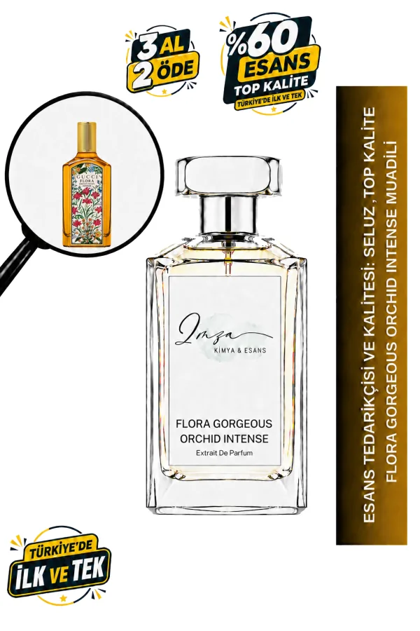 - Delux - Flora Gorgeous Orchid Intense Muadili | Tuzlu Ozonik Akor – Vanilya Orkidesi – Koyu Kakao | Çiçeksi Gurme Kadın Delux Parfüm