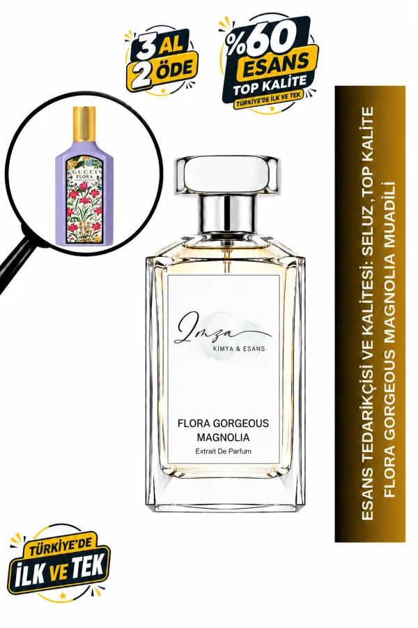 - Delux - Flora Gorgeous Magnolia Muadili | Manolya – Böğürtlen – Hindistan Cevizi – Paçuli | Meyvemsi Çiçeksi Kadın Delux Parfüm